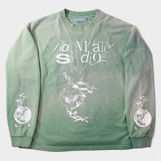Faded Green Earth Long Sleeve Tee